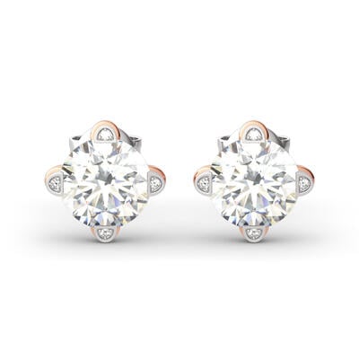 Jeulia "Love Knot" Two Tone Round Cut Sterling Silver Stud Earrings