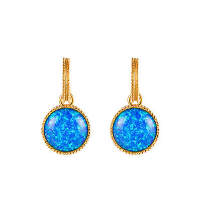 Jeulia "Dreamlike Feel" Blue Opal Sterling Silver Drop Earrings