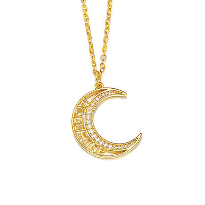 Jeulia Personalized Name Moon Sterling Silver Necklace