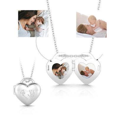 Jeulia "Mark of Growth" Custom Photo Locket Necklace Silver