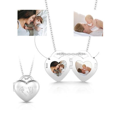 Jeulia "Mark of Growth" Custom Photo Locket Necklace Silver