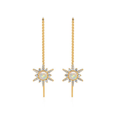 Jeulia "Natural Fire" North Star Opal Sterling Silver Threader Earrings