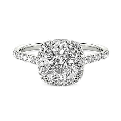 Jeulia Cushion Cut Halo Sterling Silver Engagement Ring