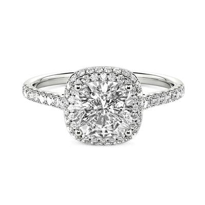 Jeulia Cushion Cut Halo Sterling Silver Engagement Ring