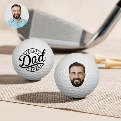 "Best Dad Ever" Custom Face Golf Balls Set of 3 Father's Day Birthday Gift for Dad