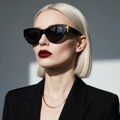 Amelia Schwarze Cat Eye Sonnenbrille