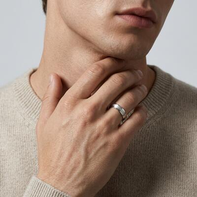 "The Gentle Satellites" Matte Brushed Men's Wedding Ring