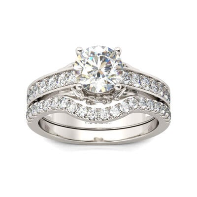 Jeulia Simple Round Cut Sterling Silver Ring Set
