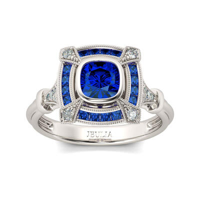 Jeulia Halo Cushion Cut Sterling Silver Ring