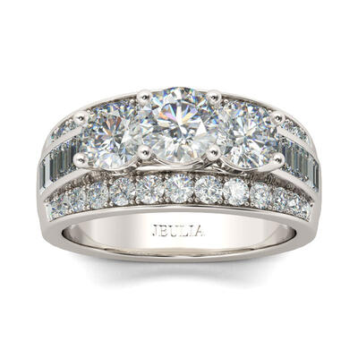 Jeulia Bague Trois Pierres en Argent Sterling Coupe Ronde