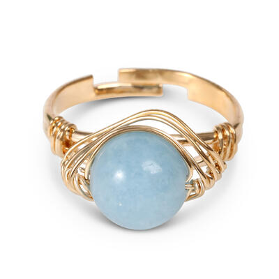 Jeulia "Courage & Communication" Natural Aquamarine Adjustable Ring