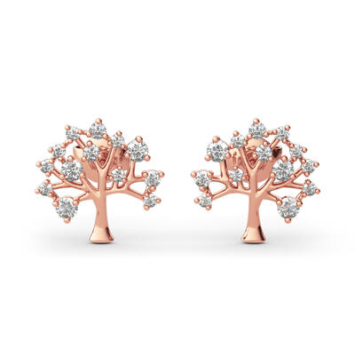 Jeulia "Tree of Life" Round Cut Sterling Silver Earrings