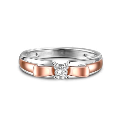 Jeulia Two Tone Bowknot Sterling Silver Women's Band