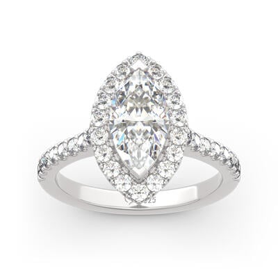 Jeulia Halo Marquise Cut Sterling Silver Ring
