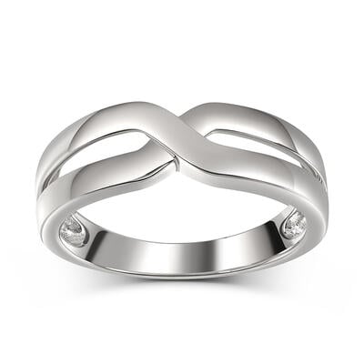 Jeulia Crossover Sterling Silver Men's Band