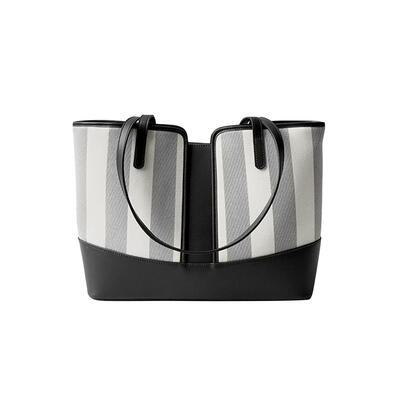Jeulia Tri-Color Striped Leather Tote Bag Minimalist Large Tote Bag