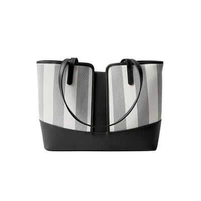 Jeulia Tri-Color Striped Leather Tote Bag Minimalist Large Tote Bag