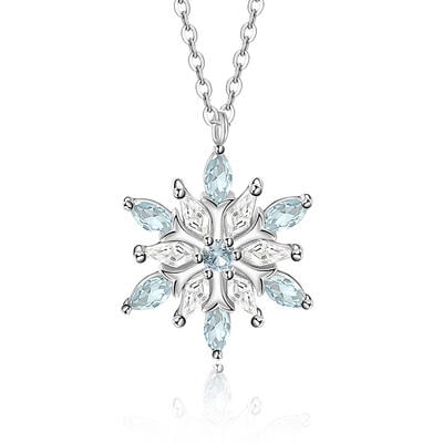 Jeulia Simple Snowflake Necklace Marquise Sterling Silver
