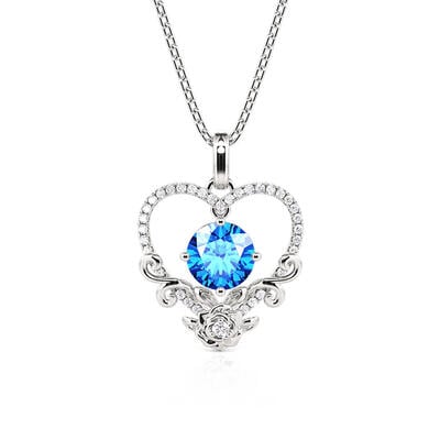 Jeulia Custom Birthstone Necklace Heart with Roses