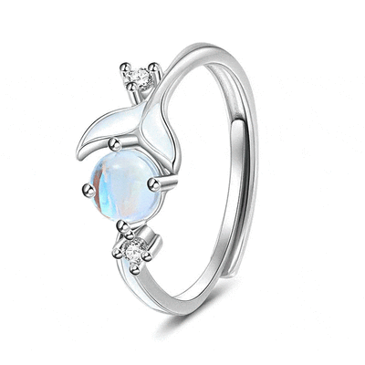 Jeulia Glowing Whale Tail Design Glazestone Adjustable Sterling Silver Ring