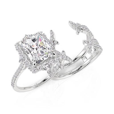 Jeulia Inset Thorn Gorgeous Enhancer Halo  Ring Set