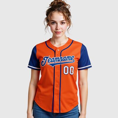 Custom Orange Royal Authentic Two Tone Baseball Jersey with Personalized Number and Logo for Games Practices and Fan Events