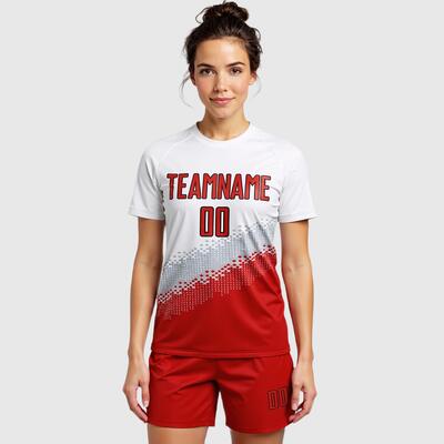 School Team Custom Soccer Uniform – Gradient Geometric Shape Sublimation & Breathable Material for Games