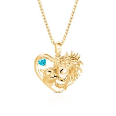 Jeulia Custom Whisper Lion Necklace with Heart Birthstone