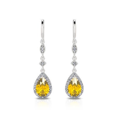 Jeulia Pendants d'oreilles Topaze Boucles d'oreilles Coupe poire Argent Sterling