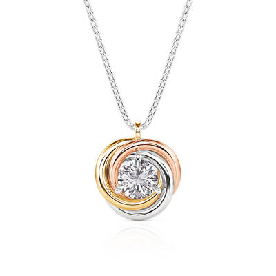 Jeulia Classic Round Cut Trinity Necklace Sterling Silver