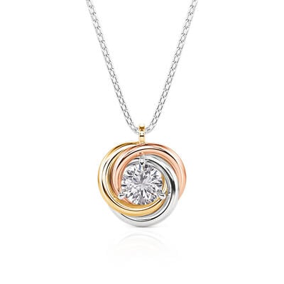 Jeulia Classic Round Cut Trinity Necklace Sterling Silver