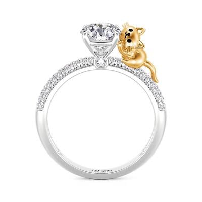 Jeulia Hug Me Custom Cute Cat Ring With Birthstone