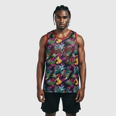Custom Black Black-Red 3D Pattern Tropical Hawaii Palm Leaves Authentic Basketball Jersey