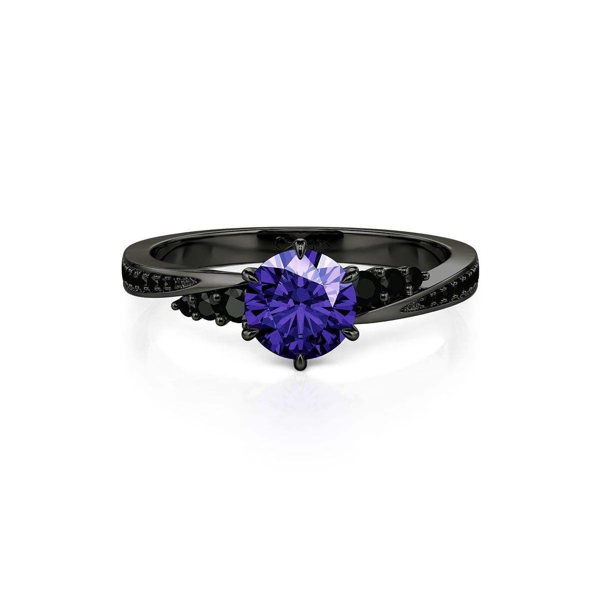 Jeulia Gothic Pave Purple Round Cut Engagement Ring