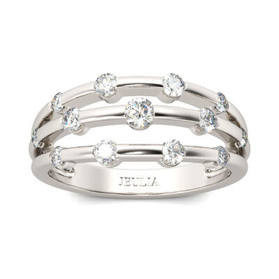 Jeulia Split Shank Round Cut Sterling Silver Women's Band