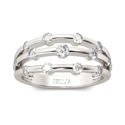 Jeulia Split Shank Round Cut Sterling Silver Women's Band