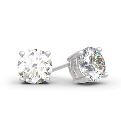 Jeulia Classic Round Cut Sterling Silver Stud Earrings