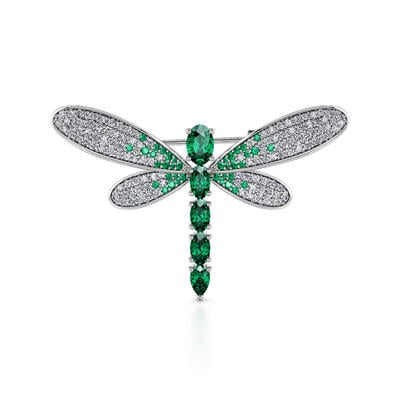 Jeulia "Nature's Wonder" Dragonfly Design Sterling Silver Brooch