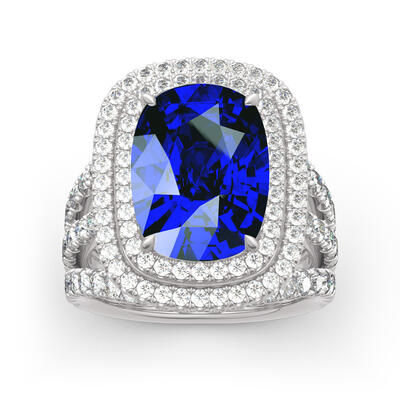 Jeulia Double Halo Cushion Cut Sterling Silver Ring