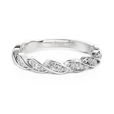 Jeulia Simple Twist Design Wedding Band Sterling Silver