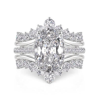 Jeulia Gorgeous Twist Inset Oval Puzzle Ring Set 2PCS