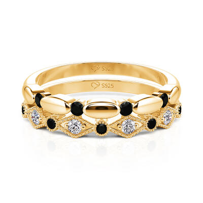 Jeulia Everyday Vintage Geometric Beaded Ring Set 2pcs