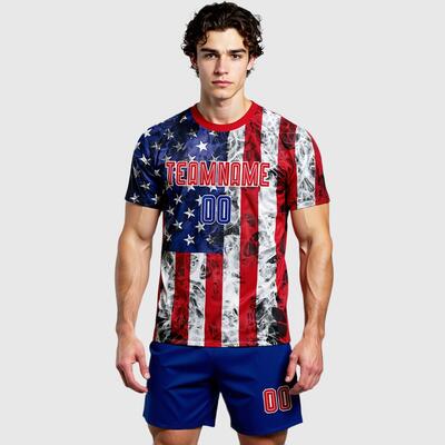 Custom Soccer Uniform Jersey White Royal-Red American Flag Fashion Sublimation