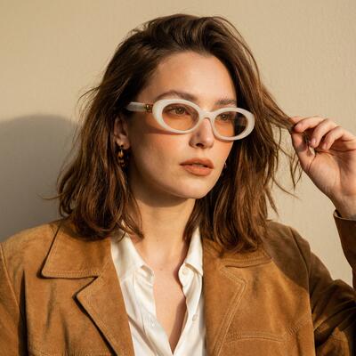 Hannah Weiße Ovale Sonnenbrille