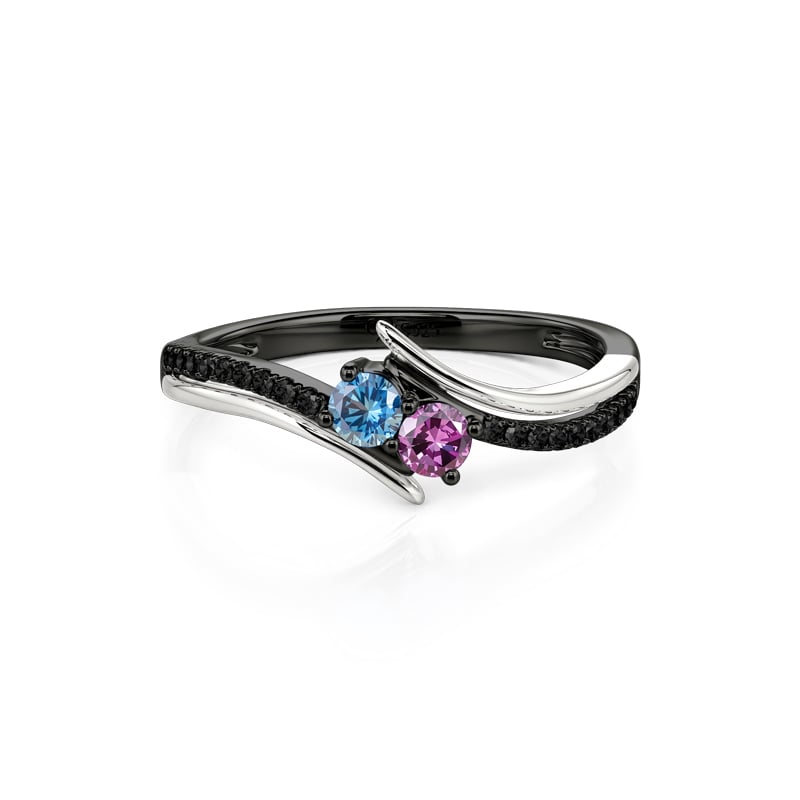 Jeulia Parallel Meet Bague de Mariage Bypass Personnalisée avec Pierre de Naissance pour Femme