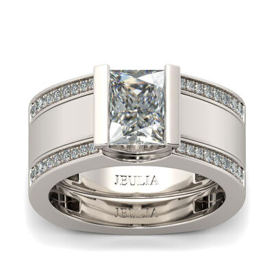 Jeulia 3PC Stackable Radiant Cut Sterling Silver Ring Set