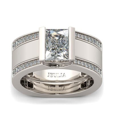 Jeulia 3PC Stackable Radiant Cut Sterling Silver Ring Set