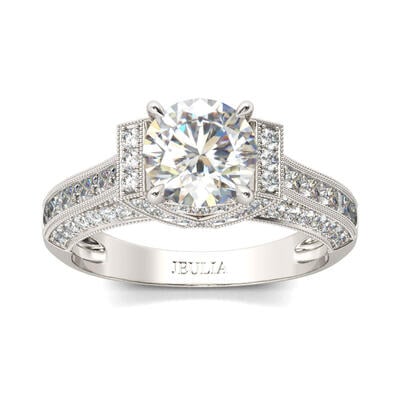 Jeulia Milgrain Round Cut Sterling Silver Ring