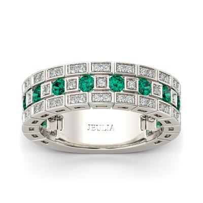 Jeulia Vintage Round Cut Sterling Silver Women's Band