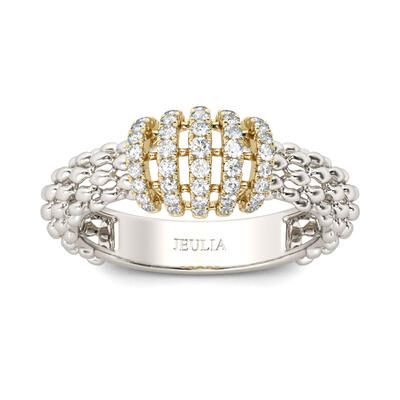Jeulia Two Tone Sterling Silver Women's Band